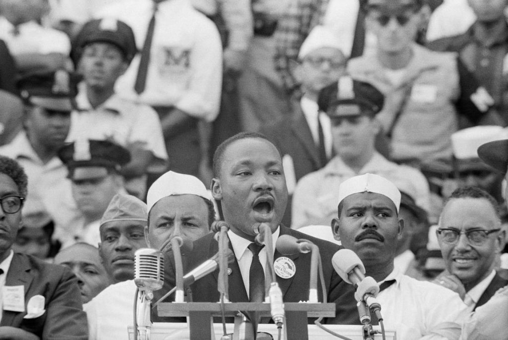 Martin Luther King Jr. giving I have a dream speech. 